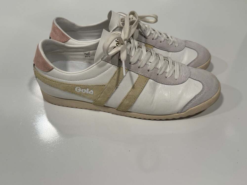 Gola Women's Low-Top Sneaker in White, Blossom, and Sun 9.5